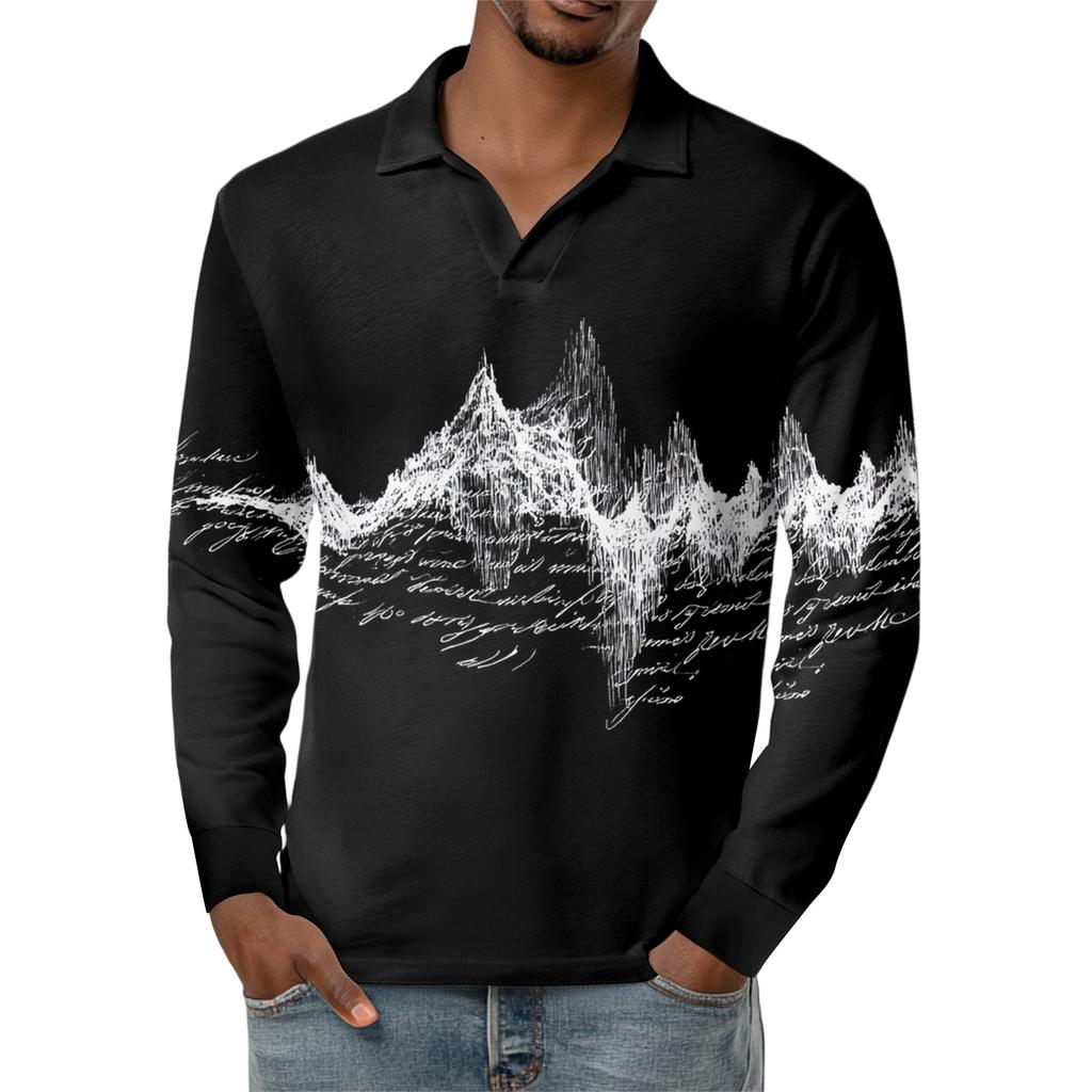 Men's Casual Retro Small V-neck Long-sleeved Top