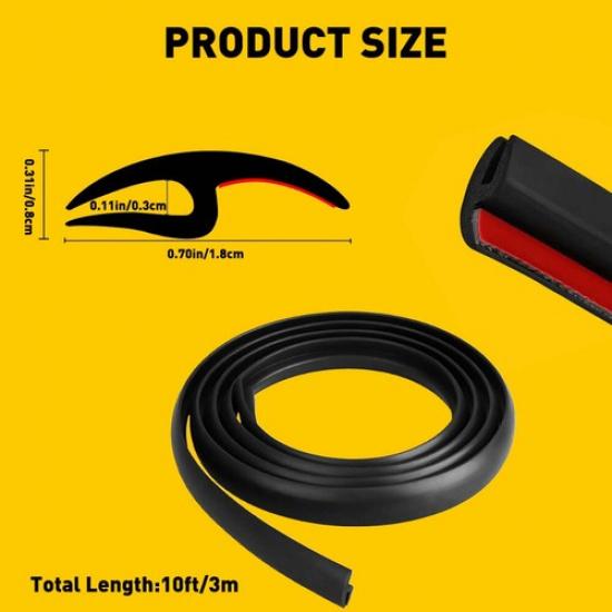 10Ft Rubber Seal Weather Strip Door Window Lock Trunk Hood Edge Trim For Car SUV