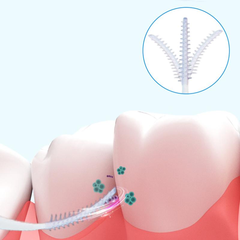 40Pcs Interdental Silicone Brushes Dental Toothpicks Cleaning Brush With Thread Oral Cleaning Tool