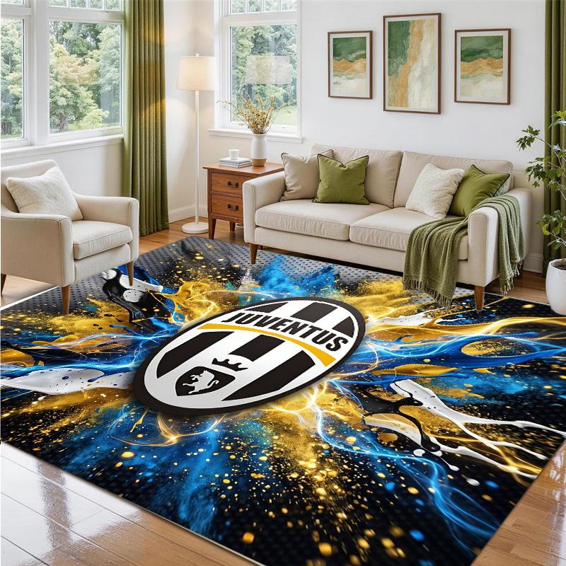 Juventus FC Design Crystal Velvet Rug Soft Decorative Mat for Bedroom Entrance