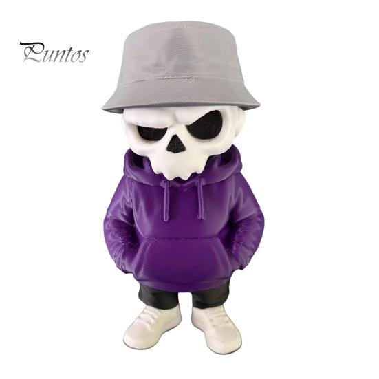 3D Printed Skull Decor Cool Skeleton Figurines, Gothic Small Statue, Halloween Desktop Ornament Spooky Collectible for Home Office Desk Shelf