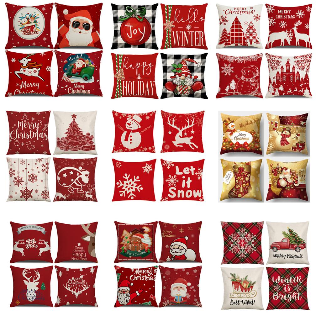 Christmas Theme Pillowcase Christmas Snowman Printed Linen Pillowcase High-value Car Pillowcase