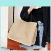 Large Capacity Cotton Linen Tote Bag Stylish Casual Solid Color Shopping Bag