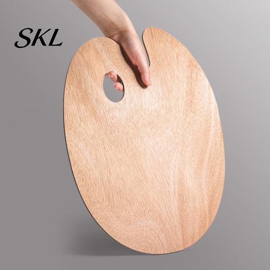 Oil Painting Palette Wooden Paint Palette, Square Oval Shaped Artist Tray with Natural Wood Art Thumb Hole for Acrylic Watercolor Paint, DIY