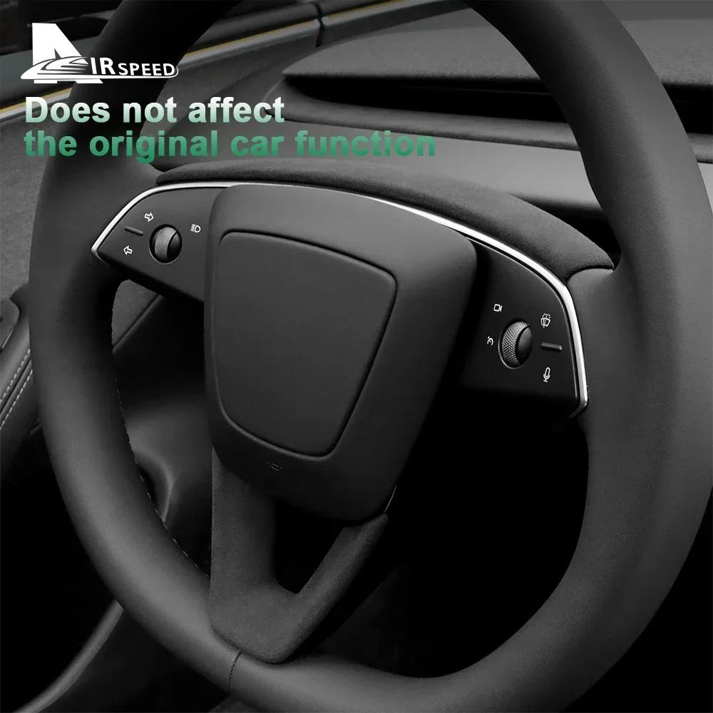 Italian Top Suede for Tesla Model 3 Highland 2025 Model Y Juniper 2025-Up Steering Wheel Trim Cover Protect Sticker Interior