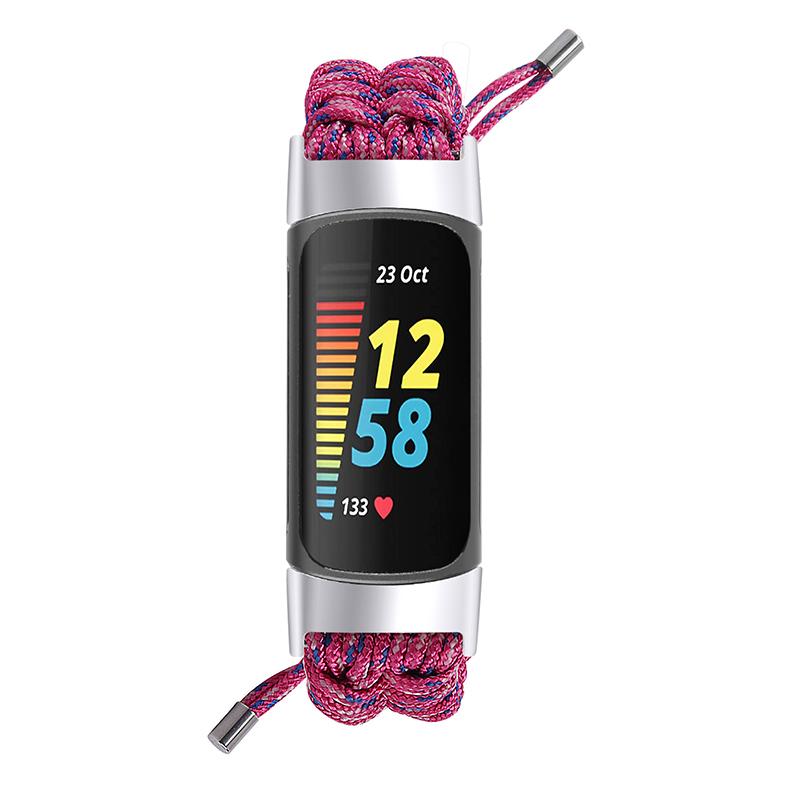 Stretchable Nylon Braided Rope Watch Strap Slide Beads Replacement Wrist Band for Fitbit Charge 6/5