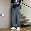 Multi-pocket Overalls Men's Summer Hong Kong Style Ins Loose Straight Trousers Trendy Elastic Waist Casual Pants
