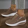 Zapatos deportivos casuales para mujer, zapatillas transpirables, cómodas, con tacón de cuña y suela gruesa, zapatos con cordones