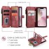 CaseMe-C30 Luksusowe Premium Etui Portfel ze Skóry PU Dla iPhone17 16 15 14 13 Pro Max Wielofunkcyjne Etui z Zamkiem Błyskawicznym na Karty Osłony Ochronne Skórki+Pasek