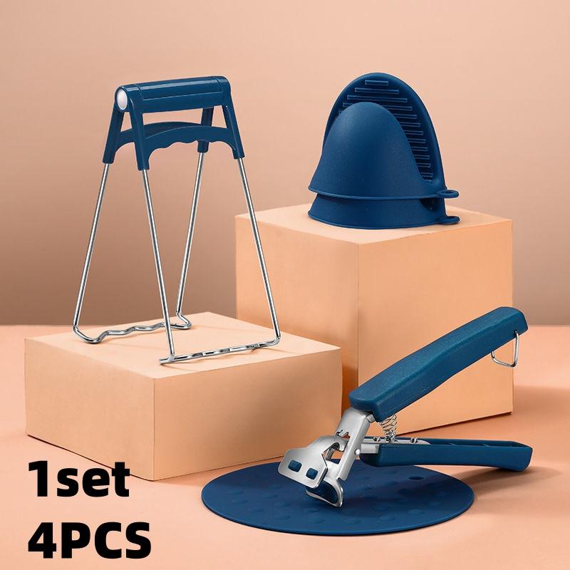 

1 Set (1 Anti-Scalding Clip + 1 Bowl Remover + 2 Silicone Gloves) Anti-Scalding Combination Set, Household Plate-Lifting Clip Three-Piece Set,