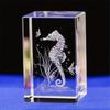Crystal Glass Seahorse Statue Model3D Laser Etched Crystal Seahorse Figurine Art Animal Crystal Glass Cube Engraving Seahorse Ornaments Gifts