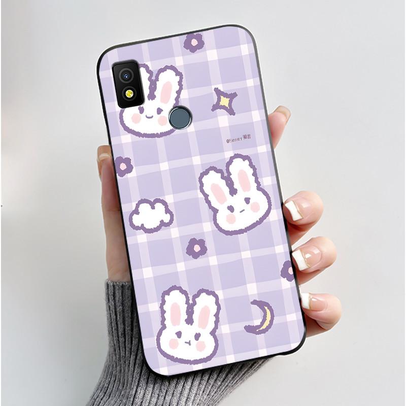 Etui Luksusowe Urocze Króliczek Miłość Śmieszne Czarne Miękkie Silikonowe TPU Ochronne Etui na Telefon dla Cricket Icon4 Tylna Klapka
