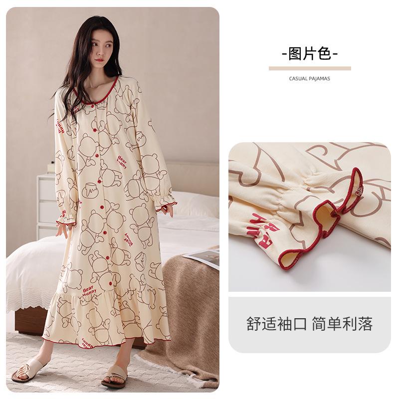 Pajamas Women'S Spring And Autumn Models, Pure Cotton Women'S Long-Sleeved Autumn Can Be Worn Outside, Sweet And Cute Pajamas Women'S Models