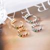 Colorful Zircon Heart Stud Earrings - Rainbow Rhinestone Heart-Shaped Earrings for Women Jewelry