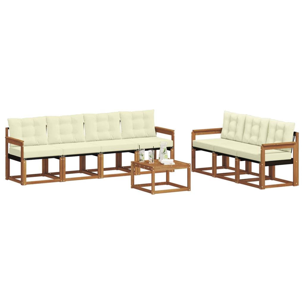 Outdoor Sofa Set with Cushions 8 pcs Natural and Cream