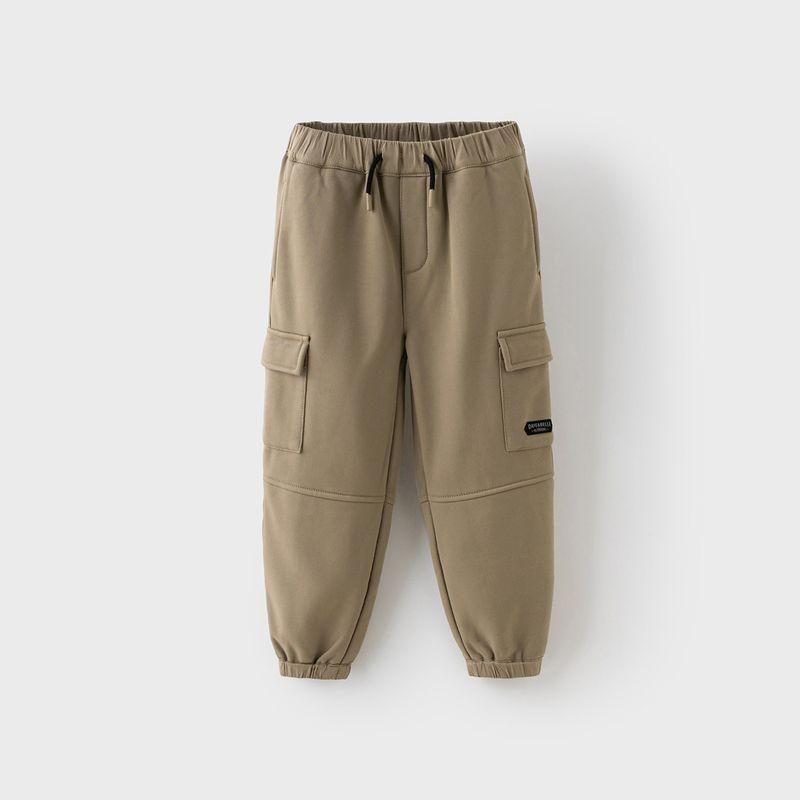 David Bella Pants 2026 New Winter Collection for Older Children, Fleece-Lined Cargo Pants, Fleece-Lined Warm Casual Children s Long Pants Khaki [Ready Stock] 110