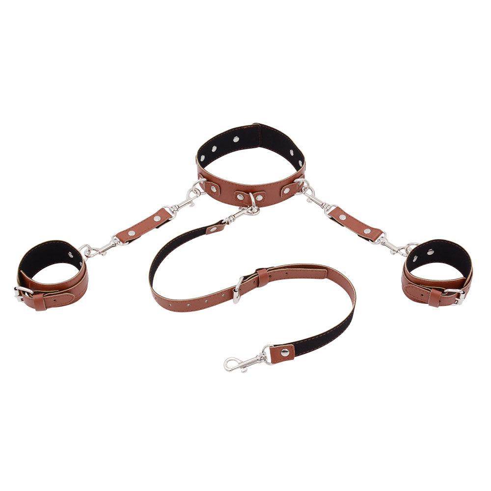 SM Binding Props Hand Neck Bondage Training Adult Sex Toys Sexy Sex Product Leather Handcuffs Collar