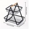 1pc 2/3 Tiers Storage Basket Countertop for Bathroom, Basket Bowl Stand Detachable Metal Wire Basket with Wooden Handle for Bathroom Storage Rack