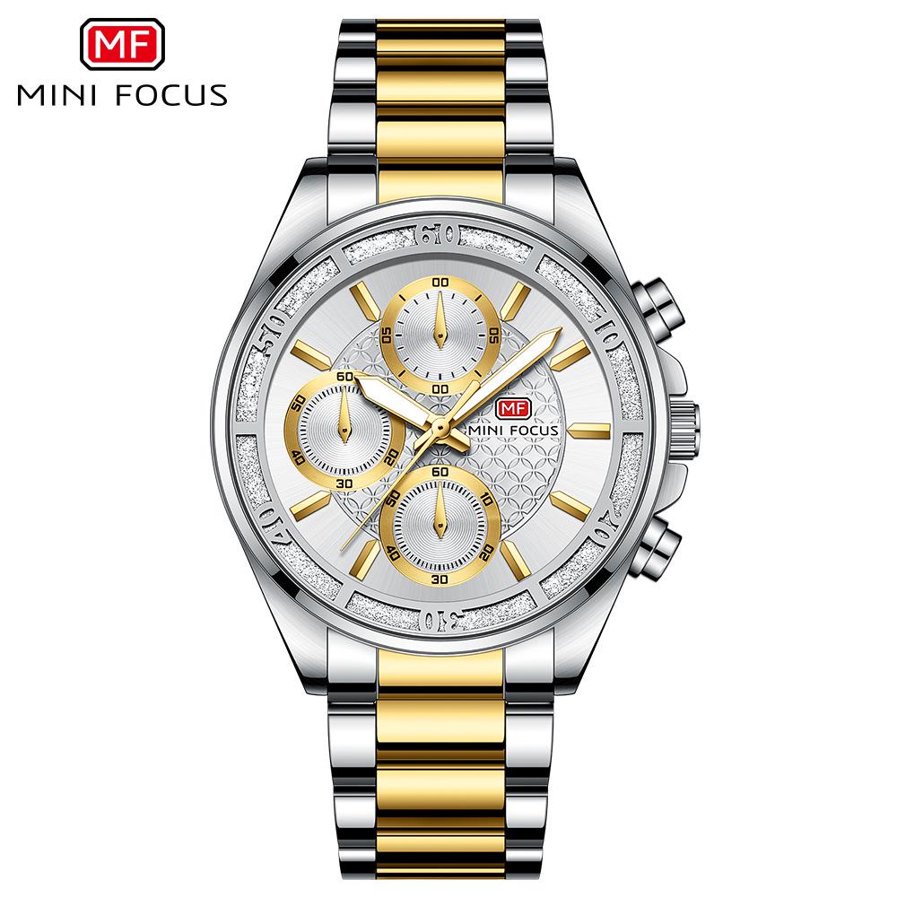 MINIFOCUS British Women's Quartz Watch with Copper Coin Pattern and Steel Band (Model 0615L)