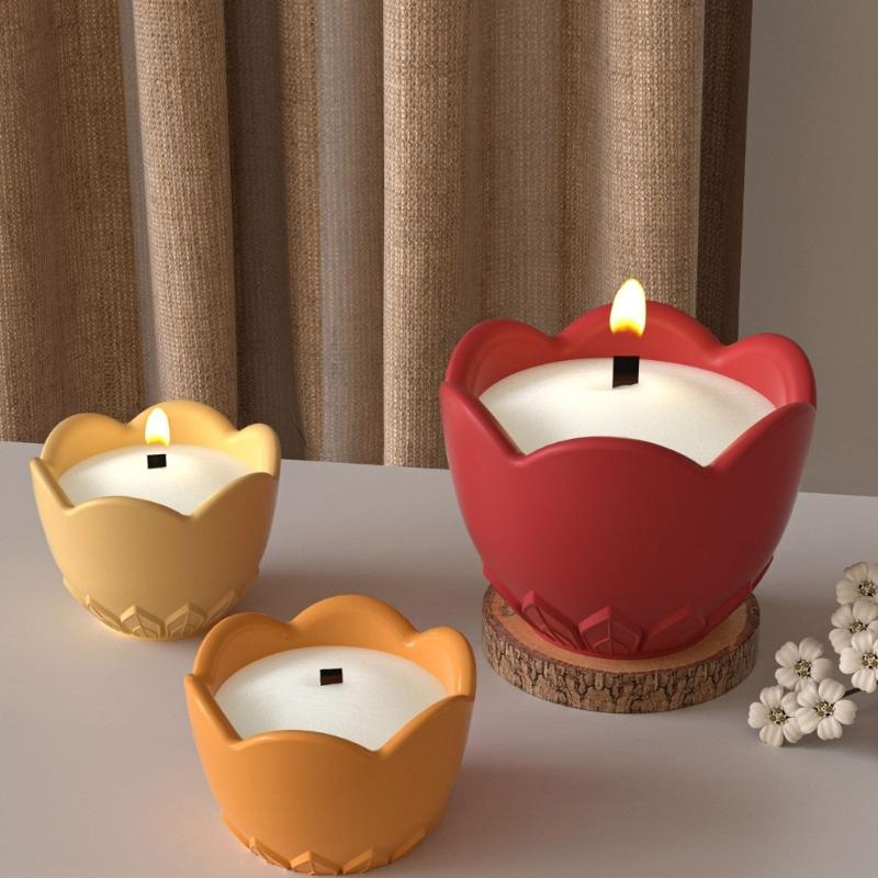 Flexible Leaf Design Candle Cup Jar Mold Jewelry Box Molds Silicone Texture for Resin Crafting Craft and Home Decoration