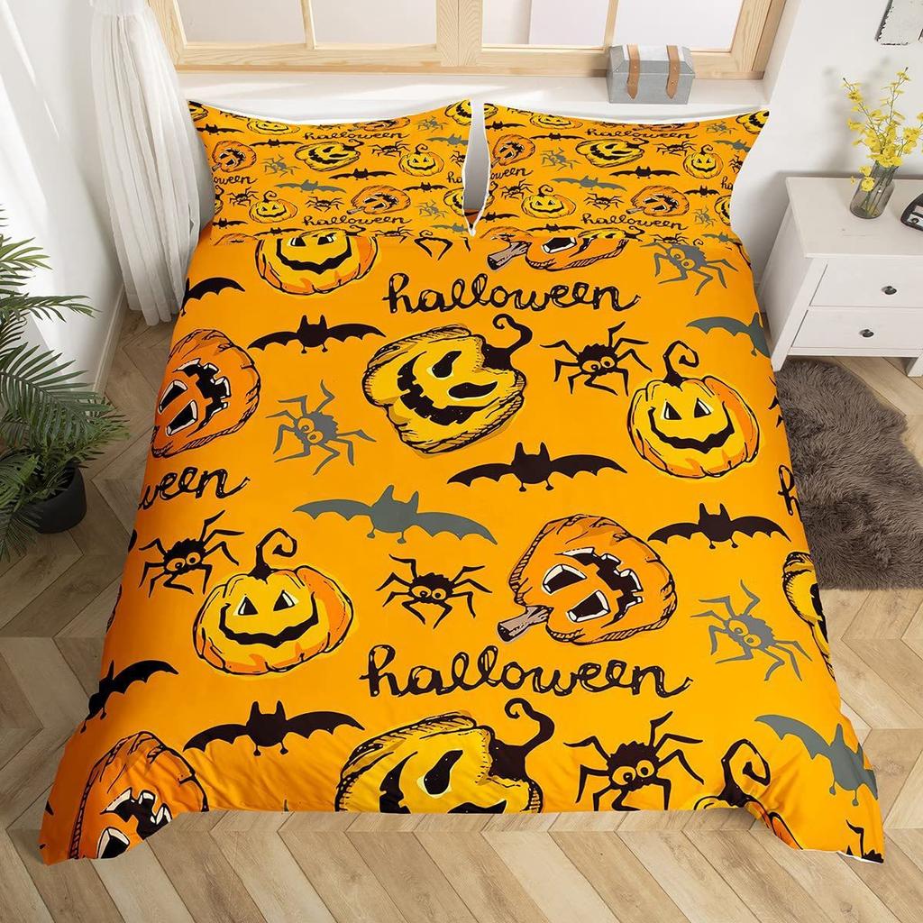 Pastel Pumpkin Bedding Set Spooky Pastel Halloween by patricia_lima - Spooky Ghosts Cotton Sateen Duvet Cover OR Pillow Shams