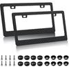 EWBN Carbon Fiber License Plate Frame,2 Pack Black License Plate Frames with Screws & Caps,Classic Carbon Fiber Design Car Black License Plate