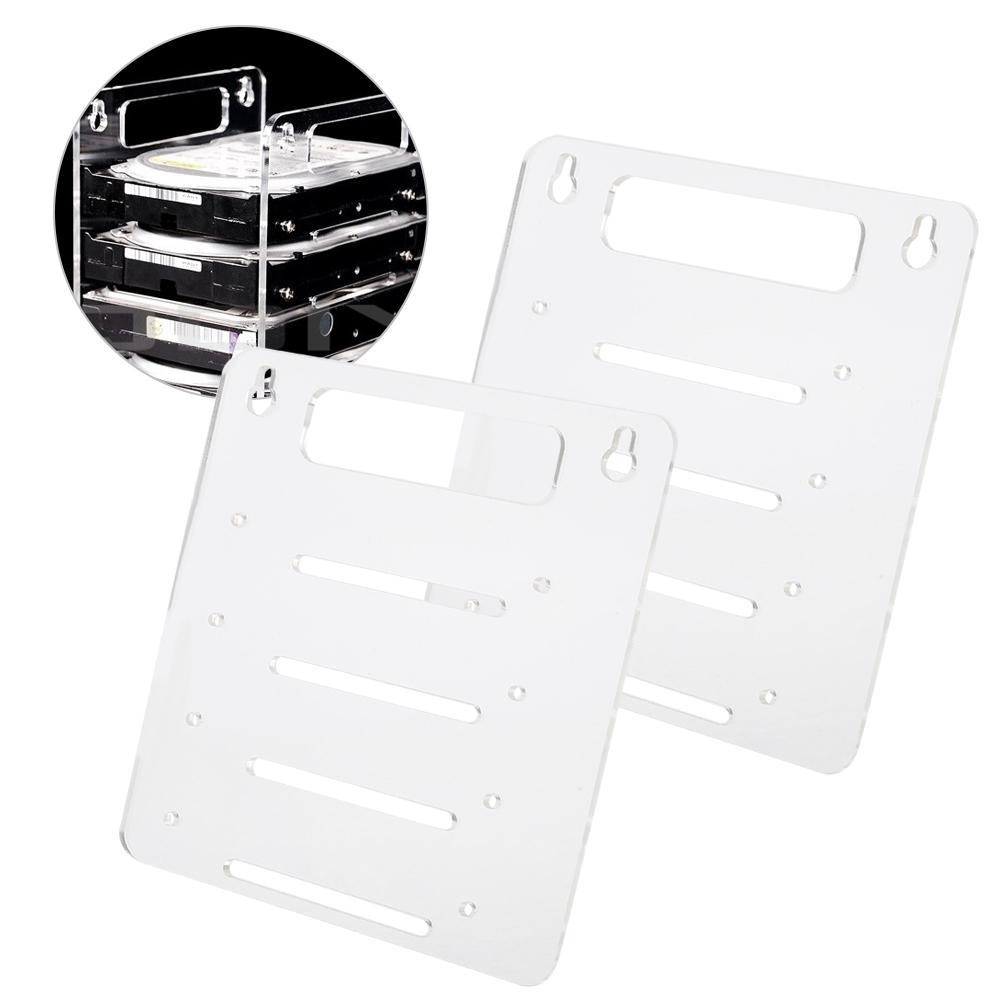 Clear Acrylic 4 Layer Hard Disk Drive Rack Desktop Computer 3.5 inch HDD Cage Tray