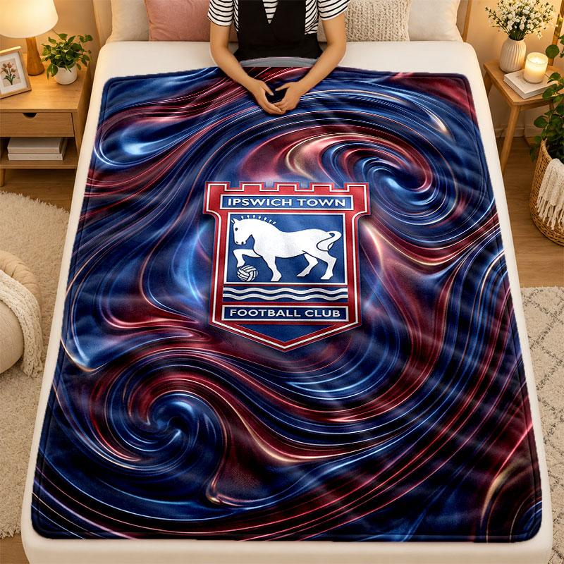 Flannel BlanketIpswich Town Football Warm Soft Throw Blanket for Indoor Sofa Bed Living Room Use