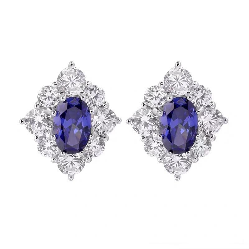 Xiancan Jewelry Sterling Silver Tanzanite Geometric Stud Earrings for Women - Hot Selling Style