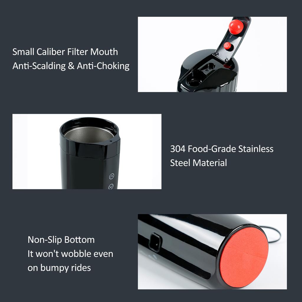 12V24V Car Heating Cup, 400mL Stainless Steel Heated Travel Mug Car Home Dual Use Smart