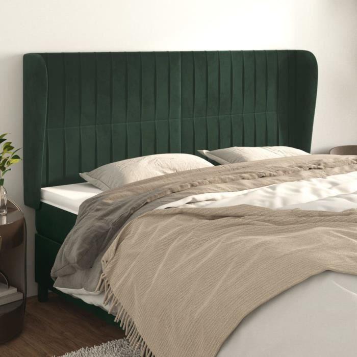 VidaXL Tête de lit avec oreilles Vert foncé 183x23x118-128 cm Velours3118257