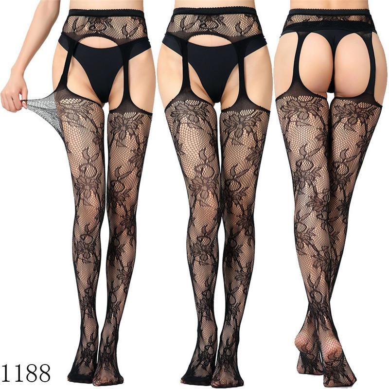 Plus Size Women Bodystocking Sexy Lingerie Ladies Erotic Lingerie Tights Women Suspender Pantyhose Tights Open Crotch