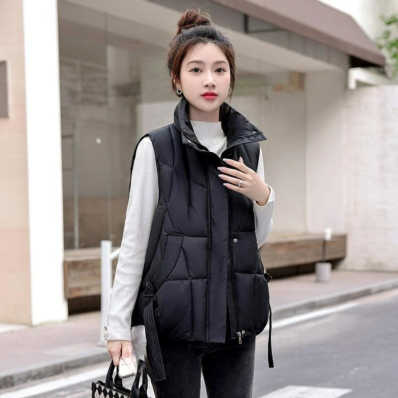 Short Cotton Waistcoat Loose Fashion Cotton Waistcoat Autumn and Winter Women's Down Cotton Waistcoat Vest