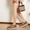French Retro Thick-soled Roman Sandals Women's Summer Fashion with Openwork Toe Caps and Height-increasing Shoes
