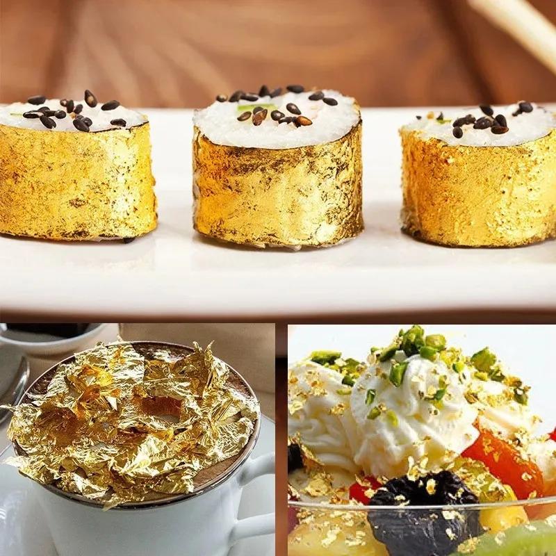 100 Peças Papel Folha Dourada Ouro Imitação Prata Folha de Ouro Para Decoração de Bolo Papel Artesanal Festa de Aniversário Decoração de Casamento