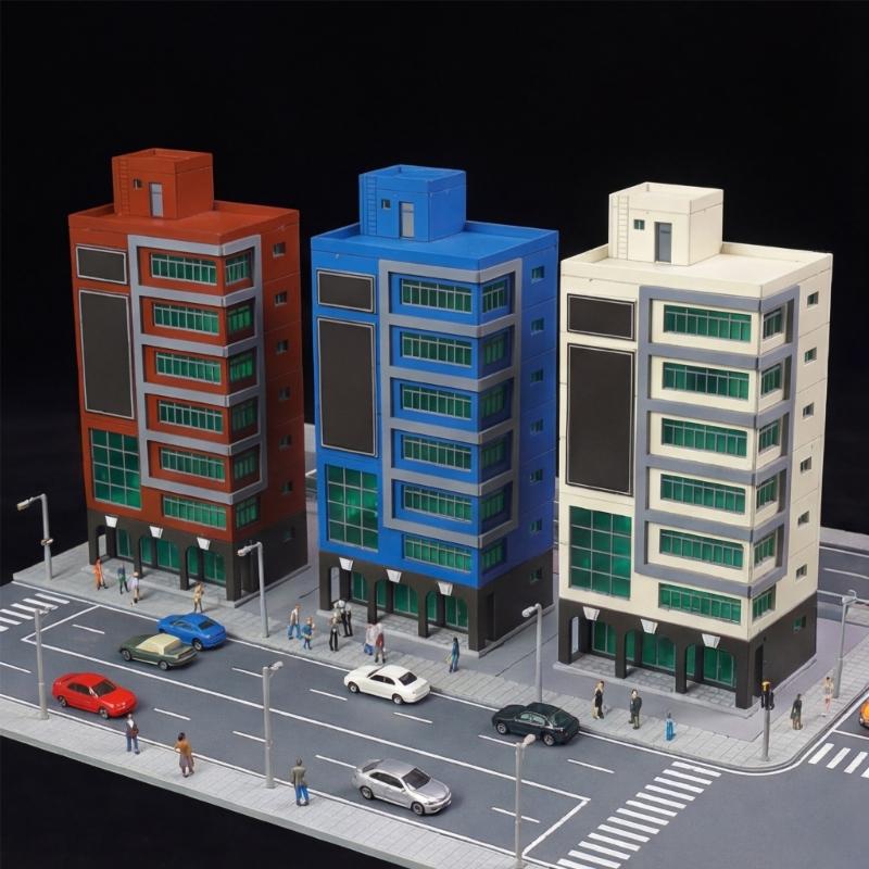 1/150 Scale Building Dioramas Model Outdoor City Railway Layout Street Building Model Gift Outland Scene for Sand Table