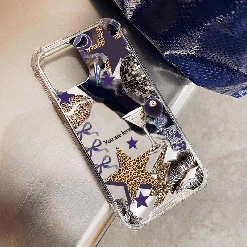 Rotating Lanterns Bowknot Pattern Mirror Acrylic Phone Case For iPhone 16 15 14 13 12 11 Pro Max X XR 7 8 Plus Shockproof Cover