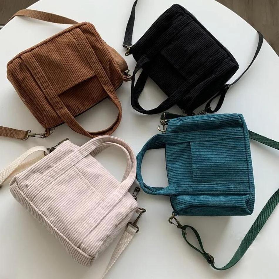 Women's Mini Crossbody Bag Corduroy Shoulder Bag Female Canvas Handbag Zipper Totes Ladies Casual Purse Cloth Pouch For Girl