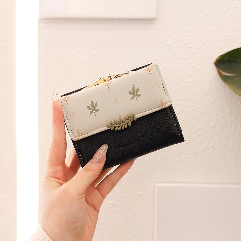Wallet Women's Short PU Printed Zipper Sweet  Ladylike Printed Zipper Student Coin Women's Coin Purse