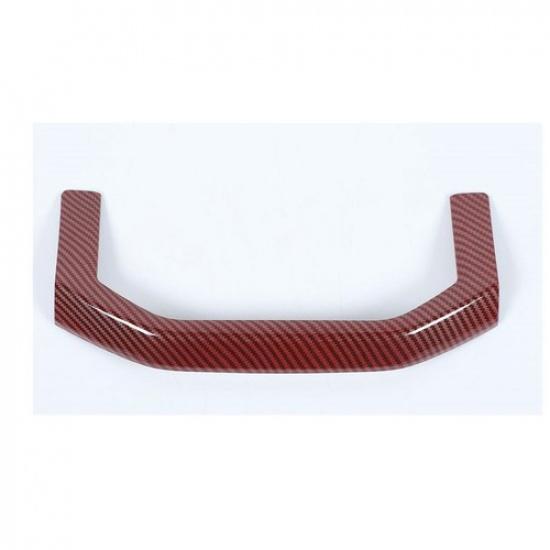 For - Dodge Ram 1500 Red Carbon Rear Cup Holder Panel Trim Cover Frame
