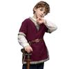 Děti Chlapci Středověký Kostým Viking Pirát Košile Rytíř Bavlna Len Vintage Tunika Topy Renesance V-výstřih Halloween Pro Děti