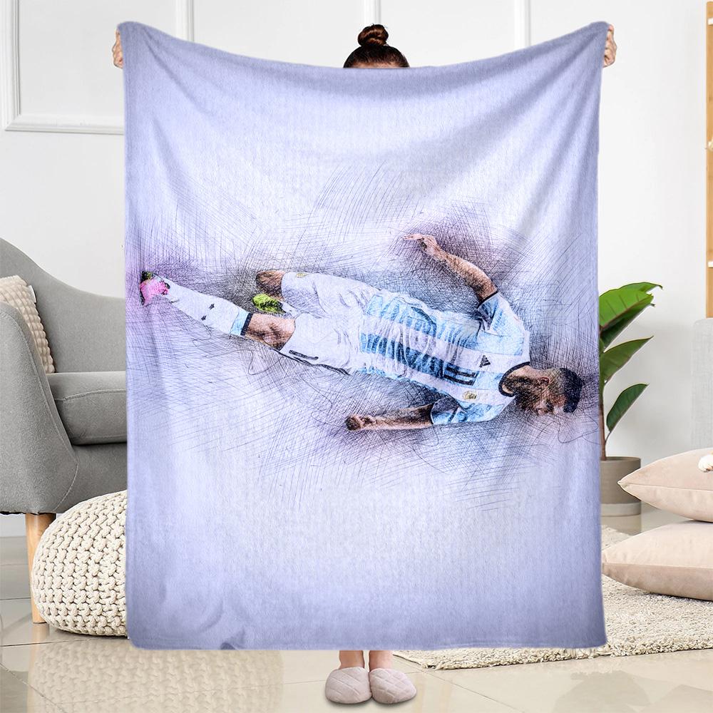 Dynamic Soccer Action Blanket Warmthful Decor Suitable for Seaside Office Chair Livingroom Four Seasons Universal Stylish Decor