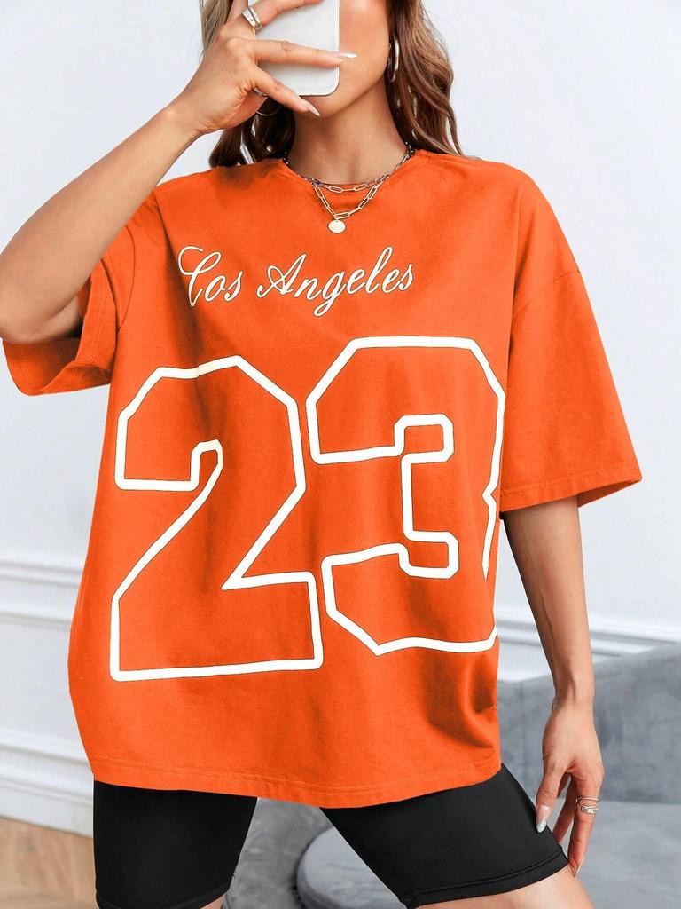 Los Angeles 23 Cotton Print Tee Shirt Original Loose Comfortabletshirt Individual Casual Soft Tee Top Aesthetic Fashion T-Shirt