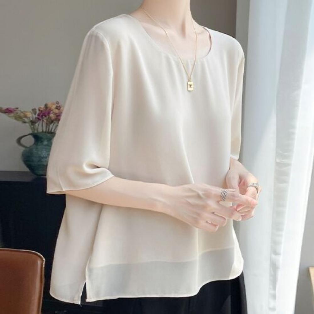 Navava Women Loose Fit Thin Round Neck 5 Sleeve Blouse Nb3102