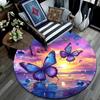 Butterflies Sunset Round Area Rug,Carpet Rug for Living Room Bedroom Sofa Playroom Decor,Non-slip Floor Mat