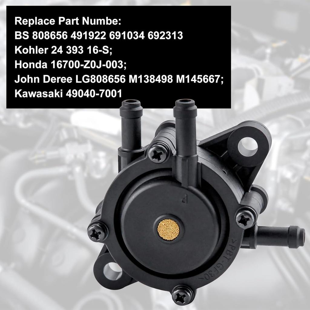 Fuel Pump with Filter and Oil Hose Compatible with Kohler 17HP-25 Small Engine Lawn Mower Tractor, Gas Vacuum Fuel Pump for Honda 16700-Z0J-003