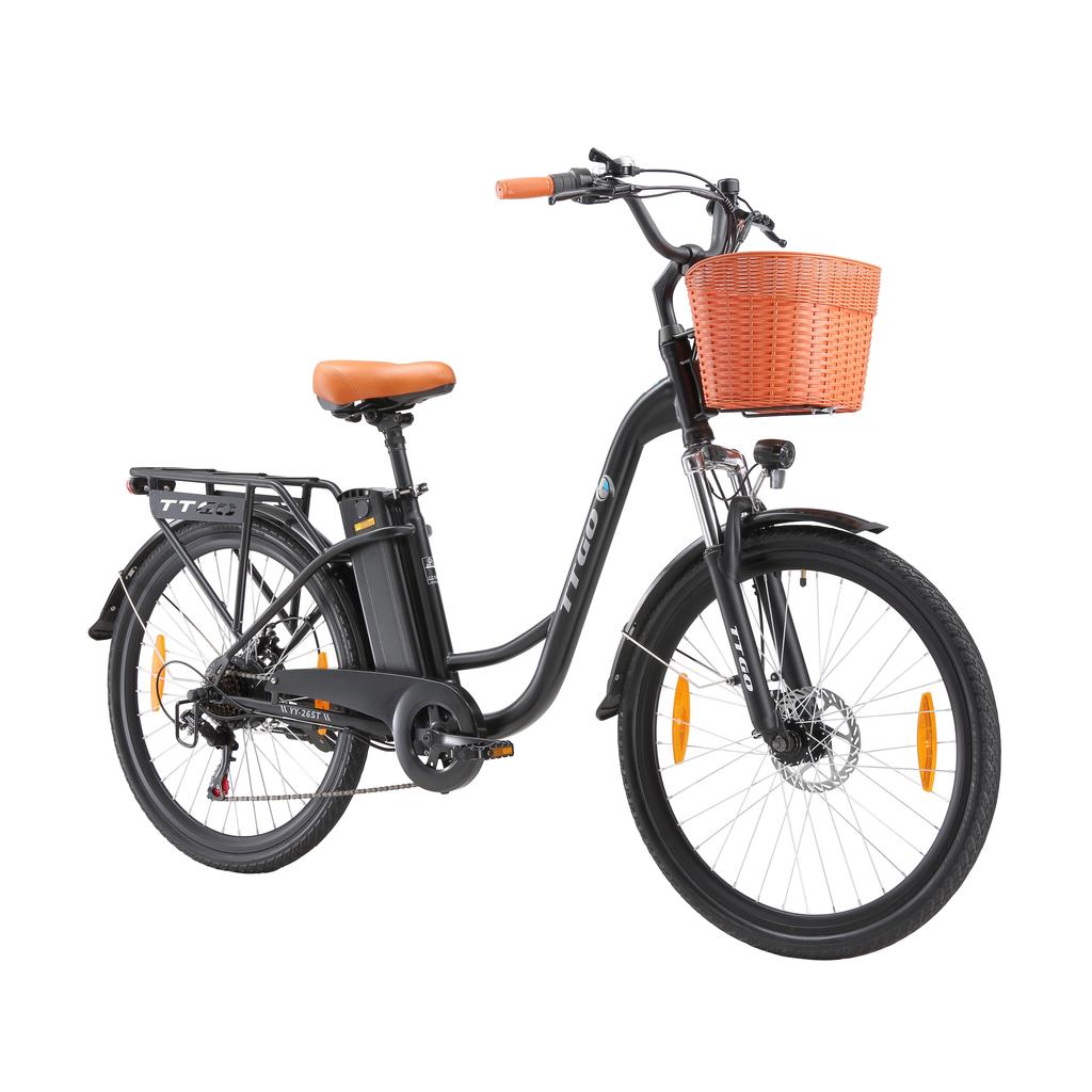 TTGO YY-26ST Elektrofahrrad für Erwachsene 250W Herren Stadt-Elektrofahrrad 36V14.5AH Akku, 26 Zoll Damen-Elektrofahrrad