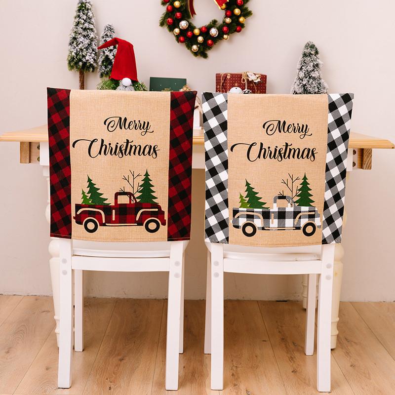 Chair Festive Christmas Covers In Red And Black Plaid For Holiday Home Decor