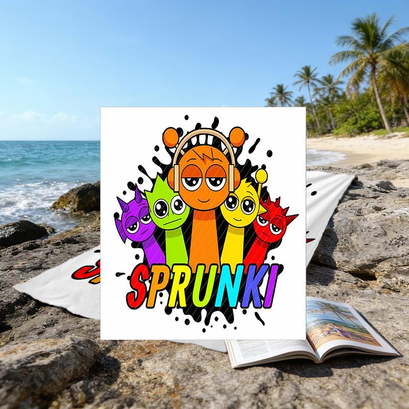 1pc SPRUNKI2 Beach Towel, Beach and Seaside Swimming Pool Equipment, Fashion Pattern, Rectangular, Travel Essentials