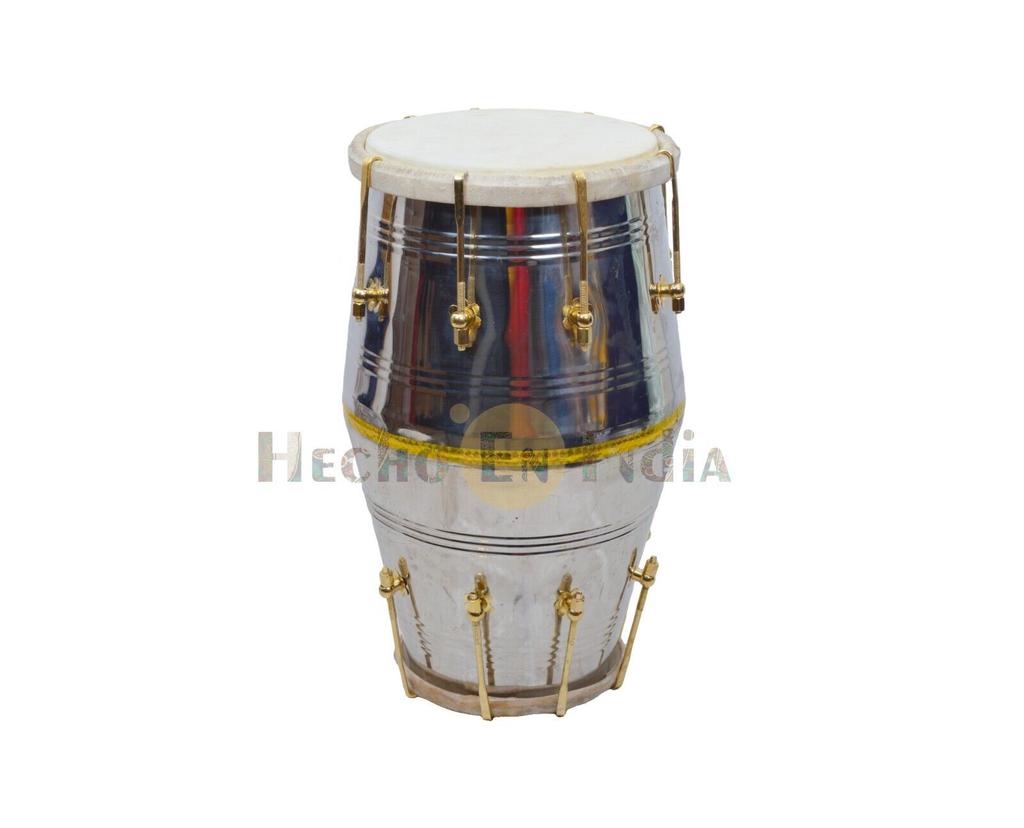 Indian Traditional Folk Musical Instrument – Steel Nut & Bolt Dholak with Cover